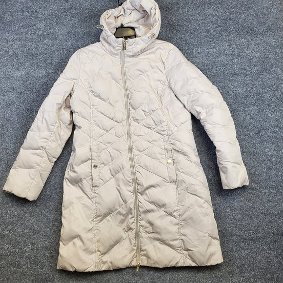 Kenneth Cole  Beige Women's Hooded Faux Fur Down Puffer Jacket Coat Size… - Picture 1 of 8